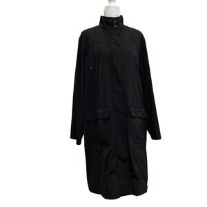 Eddie Bauer Black Button Mock Neck Full Zip Water Resistant Jacket Coat